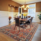 Amearea Vintage Design Orange Area Rugs for Living Room, 4x6 Machine Washable Floral Collection Traditional Bedroom Rug, Low Pile Dinning Room Carpet, No Slip Office Kitchen Home Decor, Orange
