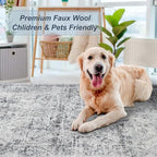 Area Rug 9×12, Large Vintage Boho Rug,Ultra-Soft Low Pile, Washable, Non Slip,Stain Resistant, Printed Carpet for Living Room Bedrooms Playroom Office Kitchen, Classic-Grey