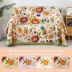Boho Throw Blanket for Bed - 100% Pure Cotton Ultra Soft Rustic Quilt - Farmhouse Decor Bed Blankets, All Season Rustic Throw for Sofa Couch Chair(60"×80", Boho Floral)