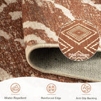 Area Rug 2x6 Rug Machine Washable Non-Slip Low Pile Print Pattern Western Rug for Living Room Bedroom Entryway Tribal Series -Yellowbrown/Cream