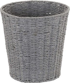Household Essentials Woven Waste Basket, Gray Paper Rope Waste Bin for Bathroom, Bedroom, Office