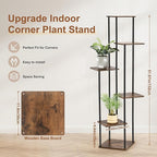 6 Tier Plant Stand Indoor Outdoor, Wood Metal Corner Shelf, Multiple Flower Pot Rack Holder Shelves, Planter Shelf Display Storage Organizer for Patio Living Room Balcony (Black)