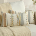 FUTEI Blue Green Khaki Decorative Throw Pillow Covers 12x20 Inch Set of 2, Soft Tufted Striped Textured Accent Pillow Case,Boho Pillows for Couch Decor