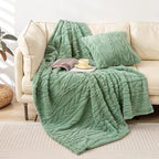 YUSOKI Twin XL Blanket Single Layer,Weight(3.1lb),370GMS-3D Stylish Design for Gift Home Decor (Sage Green,65"x90")