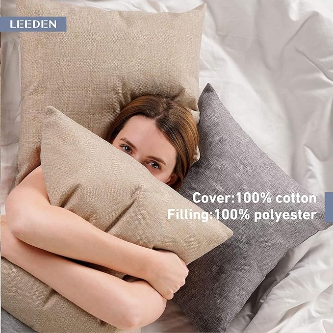 Leeden 24 x 24 Pillow Inserts (Set of 2) - Throw Pillow Inserts with 100% Cotton Cover - 24 Inch Square Decorative Pillows for Sofa, Couch, Bed and Home Decor