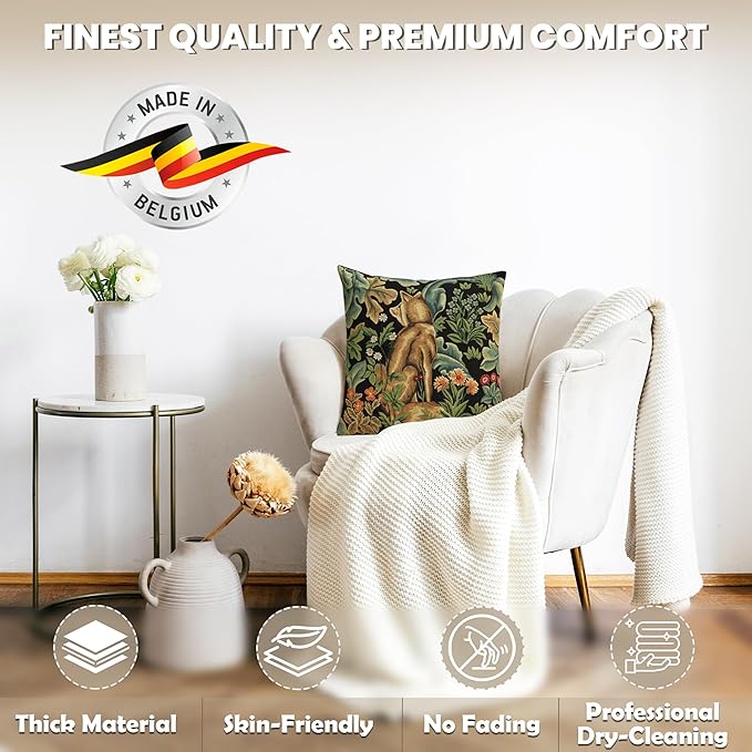 Charlotte Home Furnishings Throw Pillow Covers Decorative Boho Pillow Covers for Couch Living Room Black Wolf Square Cushion Cases 18x18 in European Cotton Jacquard Woven for Cozy Bedroom Decor