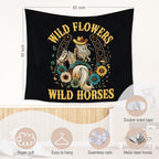 WARDOS Western Cowgirl Tapestry, Vintage Western Tapestry Wall Hanging, Retro Country Wild Wildflower Wild Horses Wall Blanket Decor for Girls Room Dorm Apartment Bedroom, 50x60 Inch