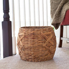Household Essentials ML-4112 Hyacinth Round Floor Basket, X-Design, Brown