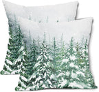 Kawani Green Pine Tree Pillow Covers 24X24 Inch Winter Forest Snowflake Decorative Pillow Cases Set of 2 Christmas Holiday Throw Pillows for Cushion Sofa Couch Outdoor