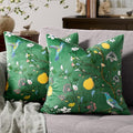 MUSSEL Dark Green Velvet Throw Pillow Covers 16x16 Pack of 2, Vintage Floral Pillow Covers, Mid Century Flower Plant Cushion Covers for Sofa Living Room Home Decor