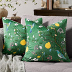 MUSSEL Dark Green Velvet Throw Pillow Covers 16x16 Pack of 2, Vintage Floral Pillow Covers, Mid Century Flower Plant Cushion Covers for Sofa Living Room Home Decor