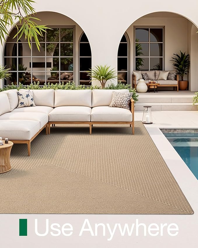 LUMI 6x9 Jute Area Rug for Living Room, Natural Handwoven Rugs Non Slip, Farmhouse Braided Carpets No Shedding for High Traffic, Dining Room, Indoor, Outdoor, Patio