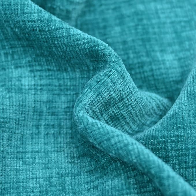 CaliTime Throw Pillow Covers Decorative 12 X 20 Inches Pack of 2 Cotton Thread Stitching Edges Solid Dyed Soft Chenille Cushion Cases for Couch Sofa Bed Living Room Farmhouse Lake Blue