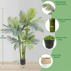 Artificial Palm Tree, 6ft Golden Cane Fake Palm Plant with Basket, Large Phoenix Palm UV Resistant Faux Plants for Indoor Outdoor Home Garden Patio Office Décor