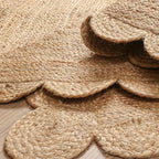 MDS 1 PC Handwoven Braided Jute Area Rug 2ft x 6ft Rectangle Scalloped Edge, 100% Natural Jute Rustic Farmhouse Reversible Accent Rug for Bedroom Living Room Hallway Entryway Office Kitchen (2' x 6')