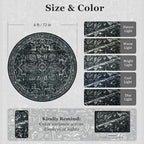Dark Round Rugs 6ft, Low Pile Thin Circle Area Rugs for Bedroom Living Room Washable Non Slip, Vintage Medallion Distressed Round Carpet for Kitchen Dining Room, Black and White