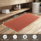 MIULEE Orange Set of 2 Waffle Bathroom Runner Rugs, Boho Bath Rug Non Slip Washable, Super Absorbent Runner Bath Mats, Rubber Backed Shower Mat for Hallway Bedroom Laundry Room, 2'x4'(24x48 Inch)