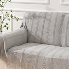 BATTILO HOME Light Grey Throw Blanket for Couch, Geometric Grey Bed Throws Decorative Boho Blanket for Sofa Living Room, 50"x60"