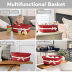 CHICVITA Small Storage Basket for Gifts, Gift Baskets Empty, Baby Basket for Toys, Towels, Decorative Woven Rope Baskets for Living Room, Red, 13"x 10"x 5"