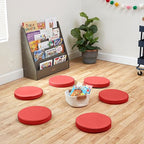 ECR4Kids SoftZone Floor Cushions, Round, Flexible Seating, Red, 6-Piece