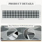 Beeiva Checkered Rug Runner for Hallways 2.5x12, Kitchen Runner Rugs Non Skid Washable Ultra Thin, Moroccan Extra Long Carpet for Bathroom Decor, Modern Plaid Carpet for Kitchen (Blue/Grey)