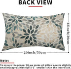 Kawani Teal Dahlia Lumbar Pillow Covers 12X20 Inch Turquoise Geometric Flower Decorative Pillow Cases Set of 2 Beige Tan Gray Floral Throw Pillows for Cushion Sofa Couch Farmhouse Outdoor