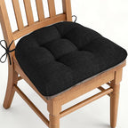 AddGrace Chair Cushions for Dining Chairs Set of 1 Kitchen Seat Cushions with Ties and Non Slip Backing Tufted Indoor Seat Pad for Kitchen Dining Room 18" x 17" x 3" Black