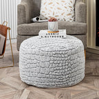 Asuprui Pouf Ottoman Unstuffed Floor Poof Seat Pouf Ottoman Foot Rest Soft Foot Stool 20x20x12 Inches Fuzzy Chair Floor Chair Foot Rest with Storage for Living Room Bedroom Snow Gray
