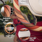 SEG Direct Boho Steering Wheel Cover with Baja Blanket Cloth, Ethnic Style Auto Wheel Cover Made of Coarse Flax, Fits 14 1/2-15 1/4 inches Car Wheel