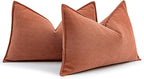 MIULEE Pack of 2 Burnt Orange Decorative Lumbar Pillow Covers 12x20 Inch Chenille Luxurious Couch Throw Pillows Farmhouse Cushion Covers with Elegant Design for Sofa Bed Living Room Home Decor
