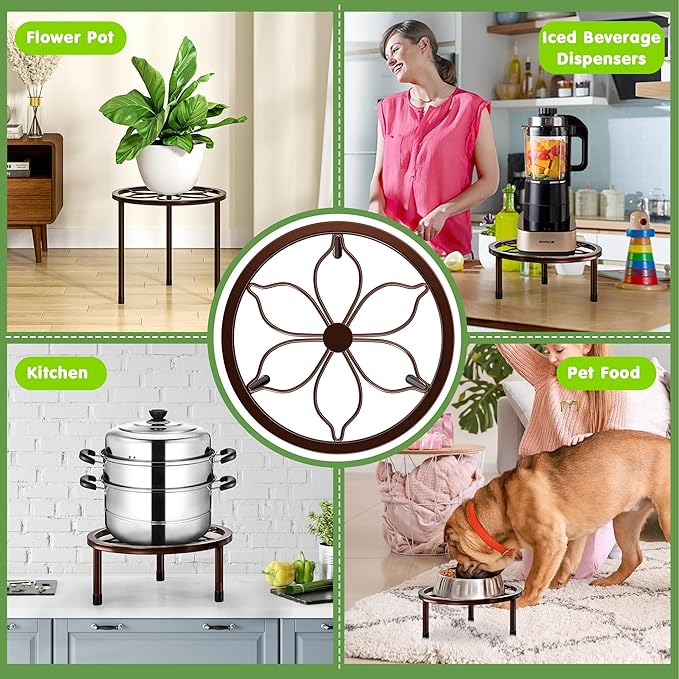VECELO Metal Plant Stands Set of 5, Multiple Heavy Duty Flower Pot Stand, Round Plant Holder, Brown