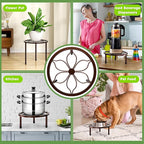 VECELO Metal Plant Stands Set of 5, Multiple Heavy Duty Flower Pot Stand, Round Plant Holder, Brown