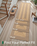LUMI 2x7 Jute and Raffia Braided Runner Rug for Hallway, Natural Rustic Carpet Non Slip, Area Mat Indoor High Traffic for Living Room, Entryway, Kitchen, Laundry