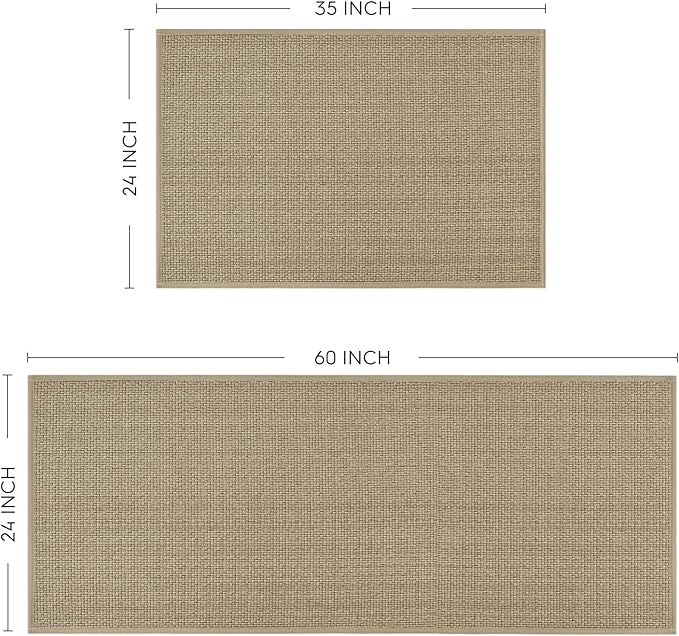 Artoid Mode Washable Non Slip Kitchen Rugs and Mats Set of 2, Rubber Backing Absorbent Kitchen Mats for Floor Front of Sink - 24x35 and 24x60 Inch