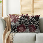 Black Burgundy Pillow Covers 16X16 Inch Set of 2, Spring Summer Floral Dahlia Flower Cream Decorative Throw Pillow Covers Outdoor Modern Farmhouse Cushion Case for Home Couch Sofa Bed Decor