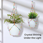 2 Pack Macrame Plant Hanger Small (6" Pot), Glass Beaded Plant Hangers Indoor Outdoor | Colorful Hanging Planters, Hanging Plants Holders | No Pot/Plants Included (2PK, for 6")