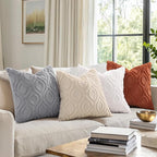 decorUhome Throw Pillow Covers 26x26 Inch Set of 2, Soft Plush Decorative Faux Fur Cream White Solid Couch Pillow Covers, Accent Farmhouse Neutral Square Euro Pillow Cases for Sofa Bed Living Room