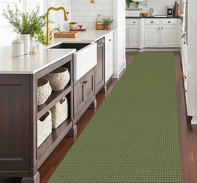 EARTHALL Runner Rug 3x16 Ft Washable Runners for Hallways Extra Long Woven Non Slip Entryway Runner Braided Kitchen Runner Indoor Outdoor Carpet Runners for Hotels, Hall, Stair, Green