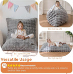 MAXYOYO 3 in 1 Kids Bean Bag Chair Bed, Child Floor Sofa for Gaming, Reading, Convertible Bean Bag Floor Cushion with Machine Washable Cover for Living Room Bedroom, Grey