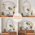 24x35 Inches Wooden Farmhouse Oval Mirror for Wall Decor, Living Room, Bedroom, Bathroom Rustic Decorative Mirrors for Entryway - Vertical or Horizontal Hanging