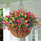 Homsunny Artificial Fake Hanging Flowers Plants Basket for Outdoor Spring Decoration, Faux Silk Daisy Outside Indoor UV Resistant Look Real Yard Patio Front Porch Garden Balcony Home Decor(Mix3)
