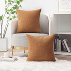 MIULEE Pack of 2 Brown Throw Pillow Covers 20x20 Inch Soft Chenille Pillow Covers for Sofa Living Room Couch Solid Dyed Cases