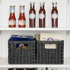 GRANNY SAYS Wicker Basket, Decorative Woven Baskets for Storage, Waterproof Storage Basket Organizer, Wicker Storage Basket for Organizing, 2-Pack, Black