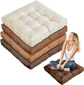 Jerify Floor Pillow Cushions Large Round Square Large Meditation Floor Pillow for Classroom Adult Meditation Picnic Party Seating Learning Daycare School(Square,Brown,4 Pcs)