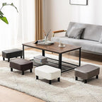 IBUYKE 16.54" Small Footstool, PU Faux Leather Step Stool, with Padded Seat Pine Wood Legs and Padded Rectangular Stool,for Bedroom, White RF-BD212-W