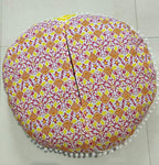 24" Yellow Orange Ombre Mandala Barmeri Large Floor Pillow Cover Cushion Meditation Seating Ottoman Throw Cover Hippie Decorative Zipped Bohemian Pouf Ottoman Pom Pom Cases 24 " round