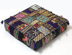 Mam Treasures Indian Bohemian Decorative Pillow Vintage Cushion Cover Patchwork Square Floor Pillow Cover Meditation Cushion Large Floor Pillow Indian Cushion (Dark Blue, 22 X 22 X 5 Inch)