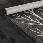 Washable Indoor Outdoor Rug 9x12 Modern Area Rugs Branch Pattern Non Shedding Waterproof Easy Clean Patio Deck Porch Living Room Bedroom Garden RV (9 X 12 Dark Gray)