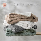 EverGrace Jacquard Boho Sherpa Fleece Throw Blanket for Couch, Super Soft Cozy Fuzzy Plush Blankets for Winter, Reversible Thick Warm Blanket for Bed, Sofa, Living Room, Khaki Tan, 60" x 80"