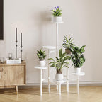 6 Tier Corner Plant Stand Indoor Outdoor, Tall Large Plant Shelf for Multiple Plants, Tiered Flower Pot Holder, Metal Display Plant Shelves for Living Room, Balcony, Patio, Garden(White)GPS514W